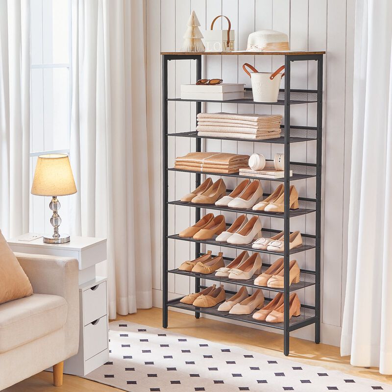 Wooden 8-Tier Shoe Rack, Large Capacity Shoe Organizer image number 3