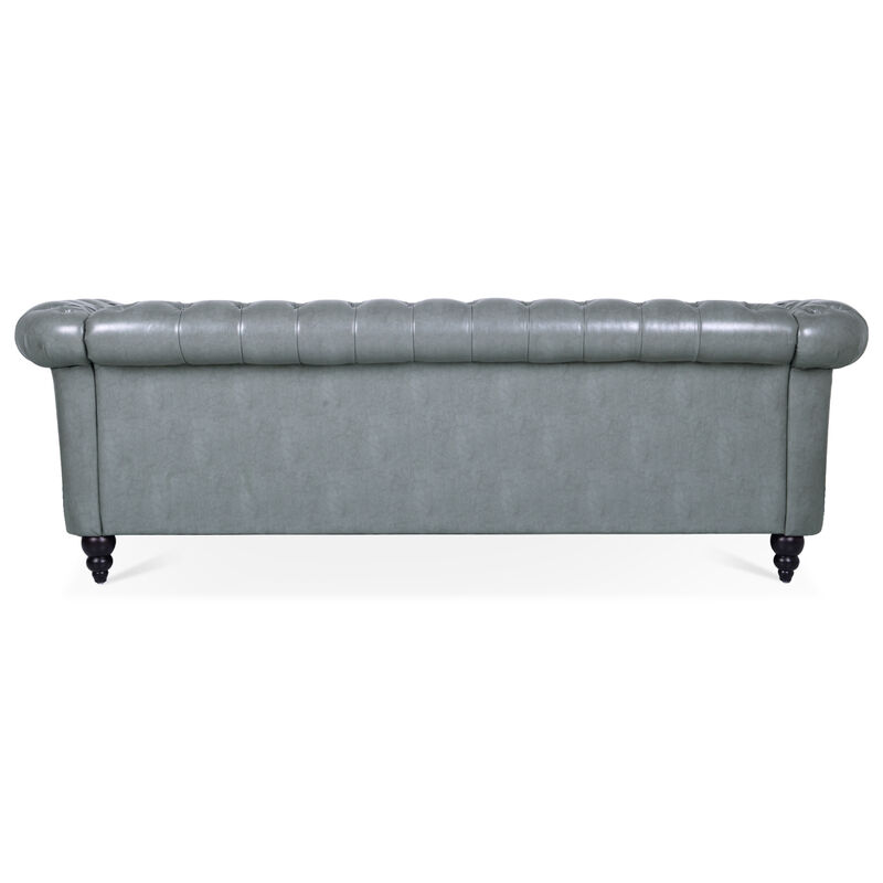 Rolled Arm Chesterfield 3 Seater Sofa. image number 8