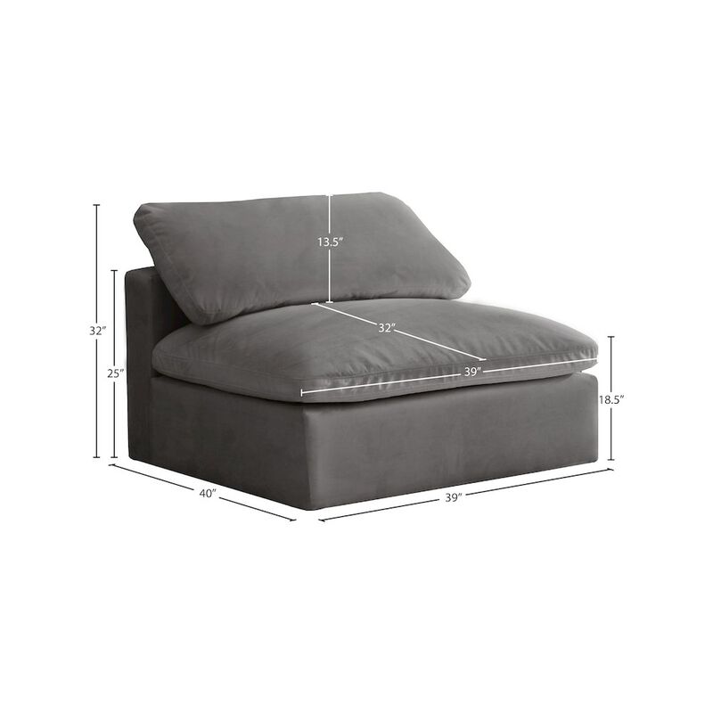 Meridian Furniture Cozy Grey Velvet Chair