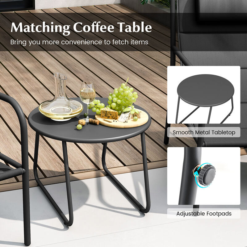 3-Piece Outdoor Bistro Set &ndash; Patio Metal Chairs and Coffee Table Set for Outdoor Dining