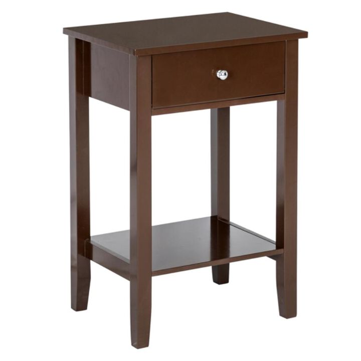Two-Layer Bedside Table Coffee Table with Drawer for Storage & Modern Home Decor