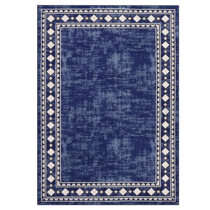 8X10 FT Washable Area Rugs Rugs for Living Room Bordered Rug Geometric Solid Rug Clearance Non Slip