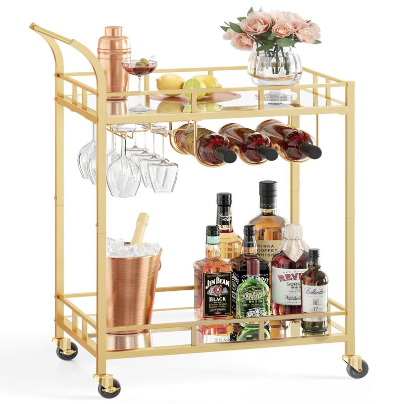 Gold Bar Cart – Stylish and Elegant Drink Station for Home Entertaining