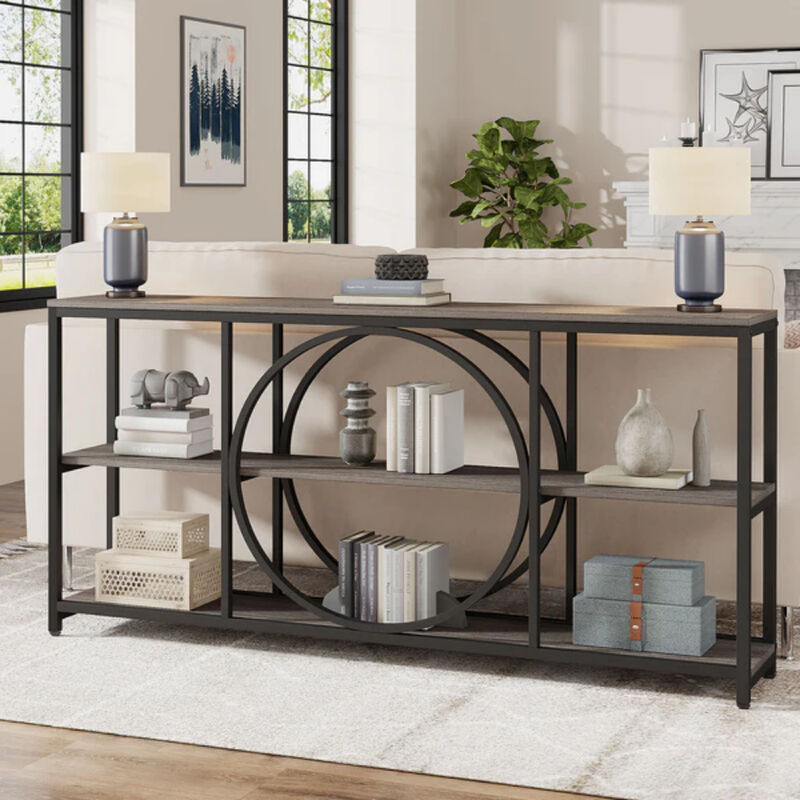 Sofa Console Table with 3-Tier Storage Shelves, Narrow Design image number 3