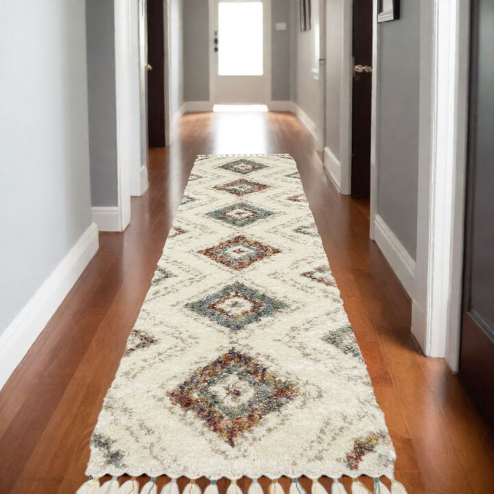 HomeRoots Southwestern Shag Area Rug With Fringe