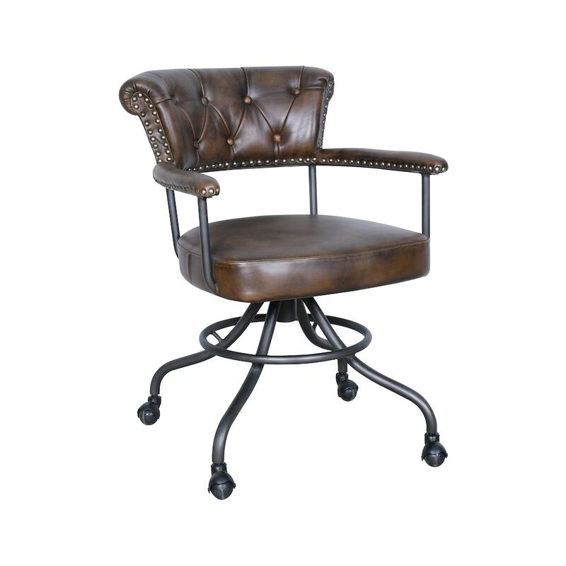 World Interiors Brisbane Chesterfield Office Chair in Antique Whiskey Leather image number 1
