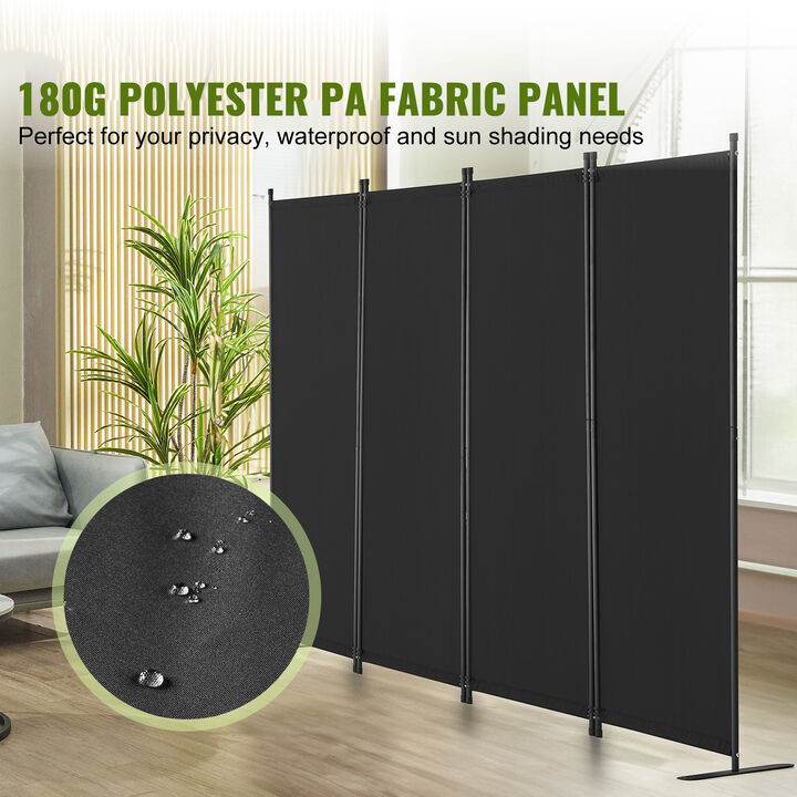Folding Privacy Screen with 4 Fabric Panels for Bedroom, Study, or Living Room
