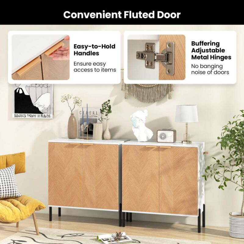 Hivvago 2-Door Buffet Cabinet Sideboard with Shelf and Metal Legs