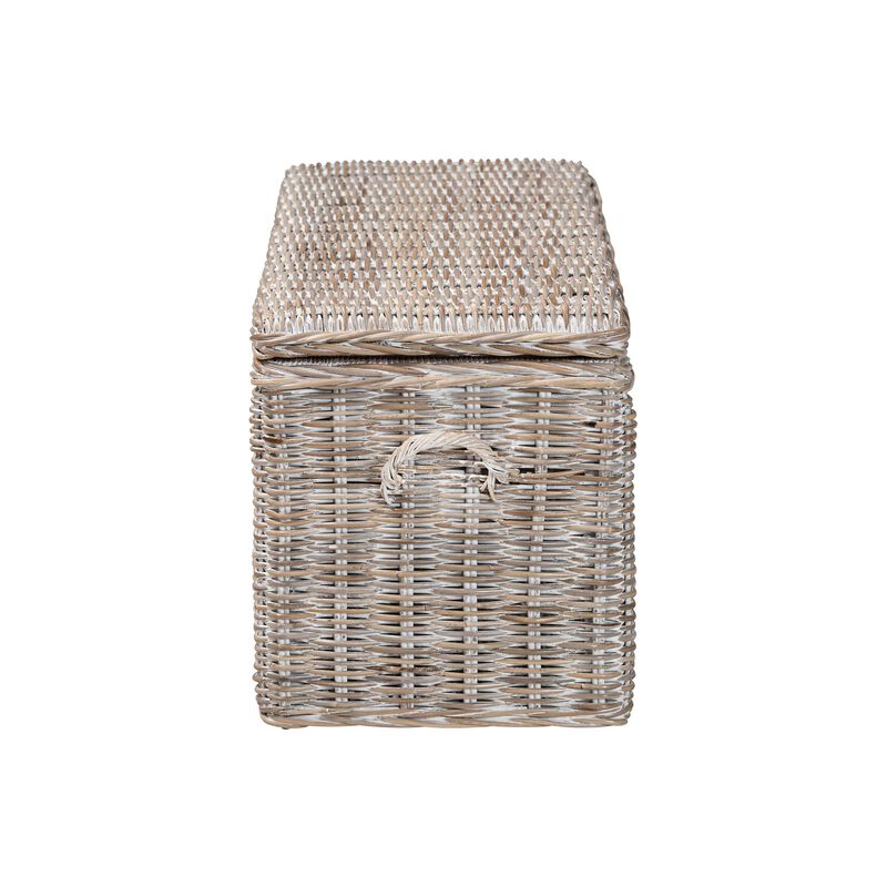 bali & pari Clarette Whitewashed Rattan Storage Bench - Handwoven Wicker Storage Trunk with Lift-Top Lid, Boho Coastal Seating for Living Room, Bedroom, or Entryway image number 3