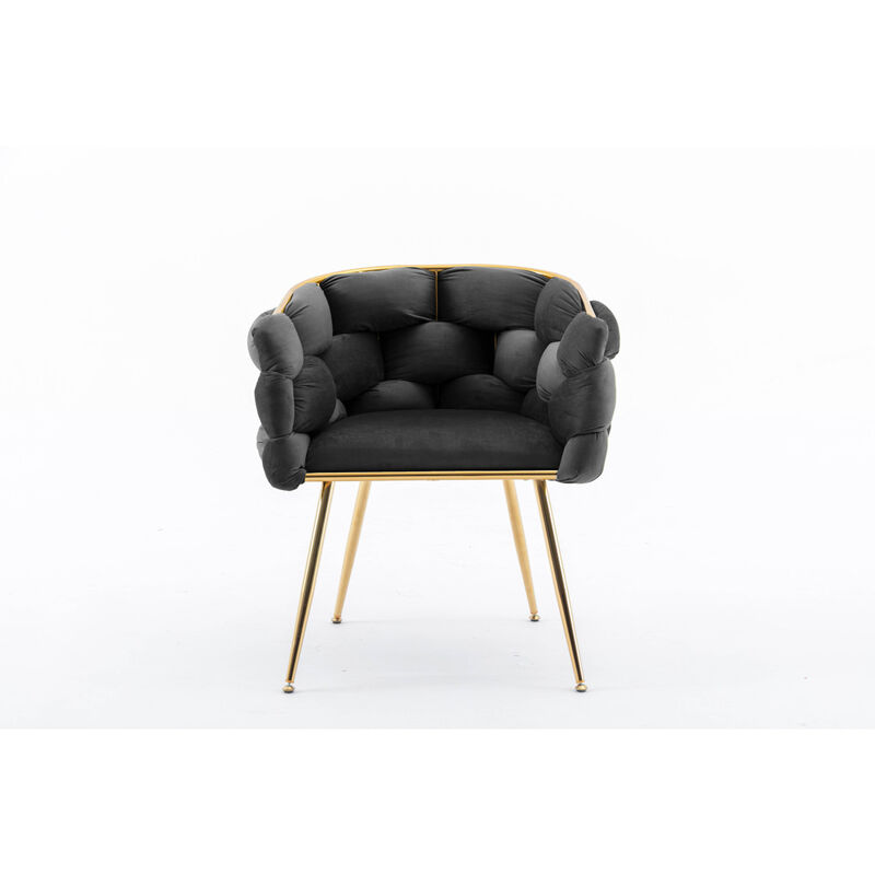 Luxury modern simple leisure velvet single sofa chair bedroom lazy person household dresser stool manicure table back chair black