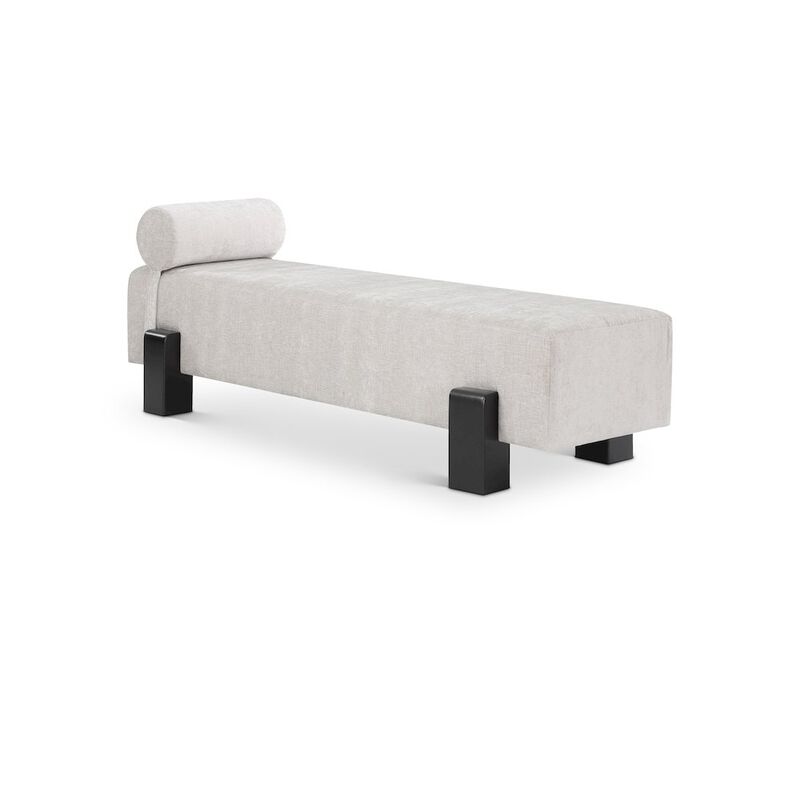 Meridian Furniture Edison Light Grey Chenille Fabric Bench