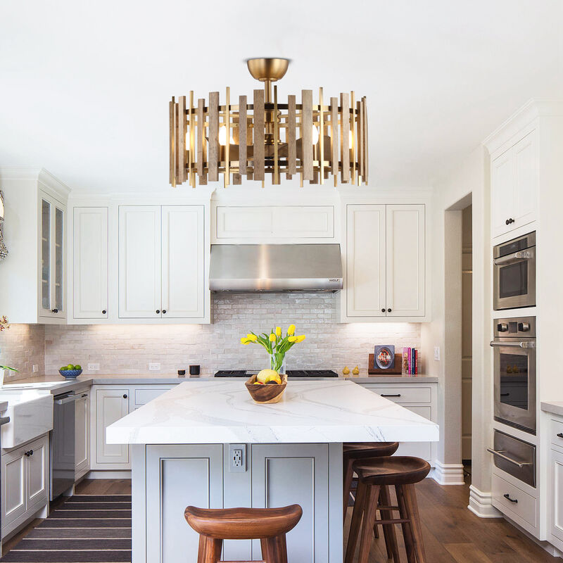 31 in. Brass Caged Fence Ceiling Fan with Light and Remote