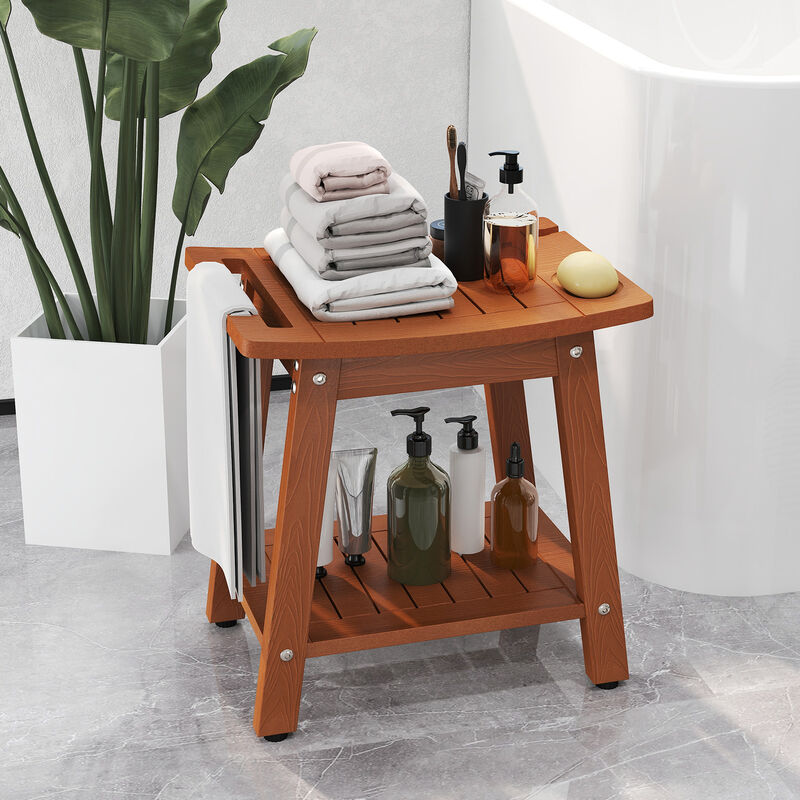 HIPS Plastic Shower Seat with Grab Handle and Handheld Shower Spray