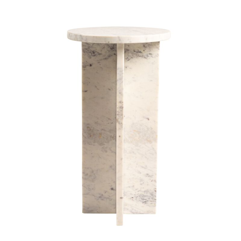 Round Mable Martini Accent Table with Interlocking Cross Base, White image number 3