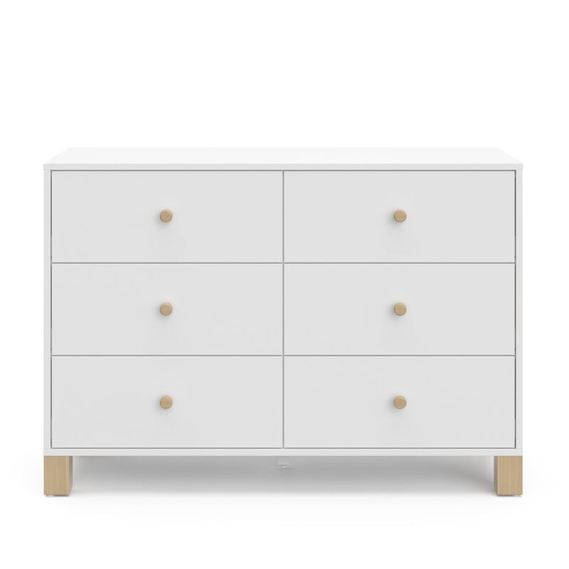 Storkcraft California 6-Drawer Double Dresser (White with Driftwood)