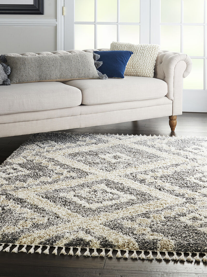 Oslo Shag OSL02 Gray/Ivory 5'3" x 7'9" Rug image number 2