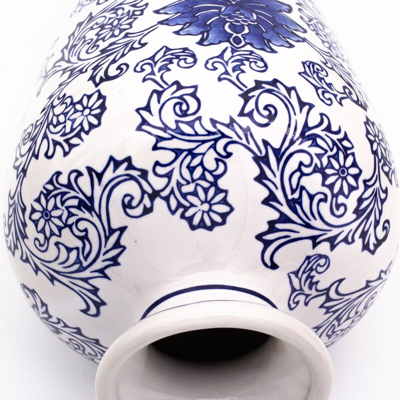 Blue Garden Tall White Lotus Shoulder Vase image number 2