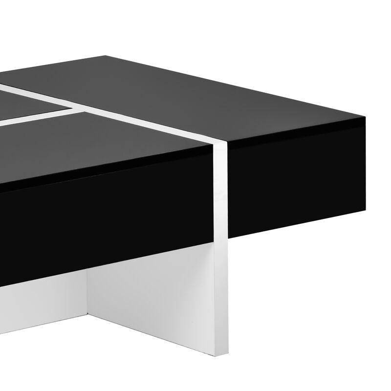 Modern High Gloss Coffee Table, Contemporary Rectangle Design for Sofa or Upholstered Chairs