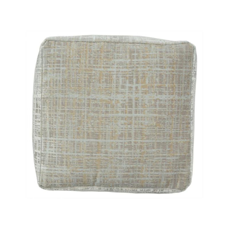 Hivvago 18 Inch Beige Abstract Pouf Ottoman