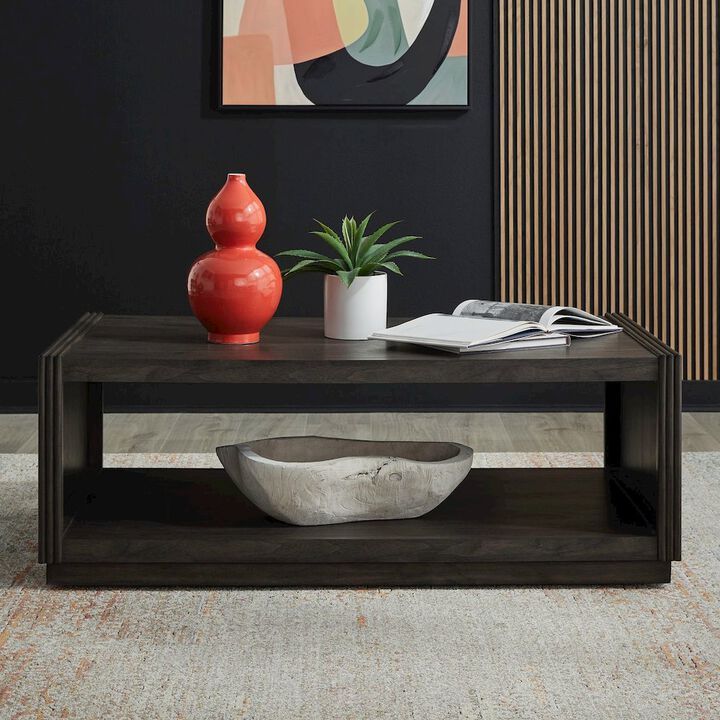 Liberty Furniture Modern Edge Cocktail Table for Living Room with Casters - Caffe Brown