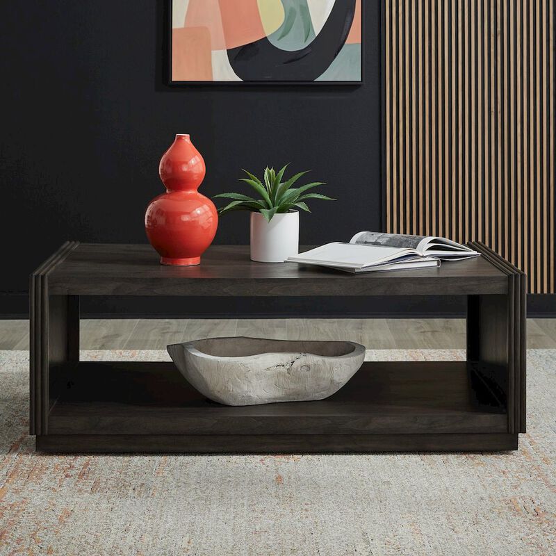 Liberty Furniture Modern Edge Cocktail Table for Living Room with Casters - Caffe Brown image number 1