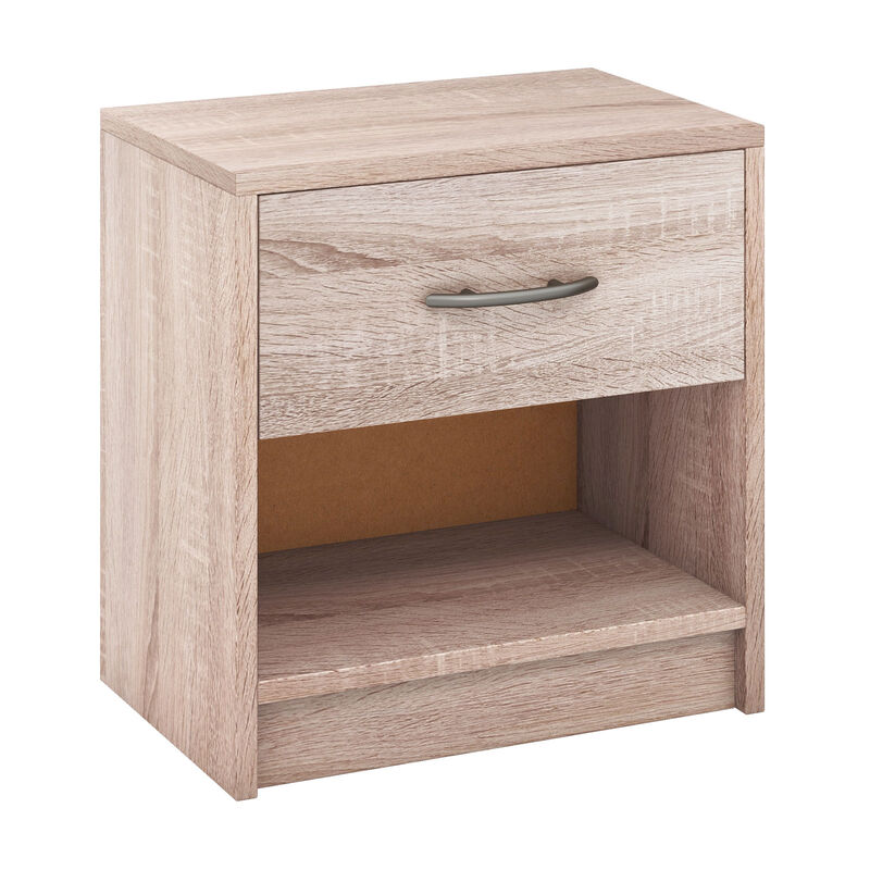 Bedside Table Nightstand with Drawer and Open Storage Shelf