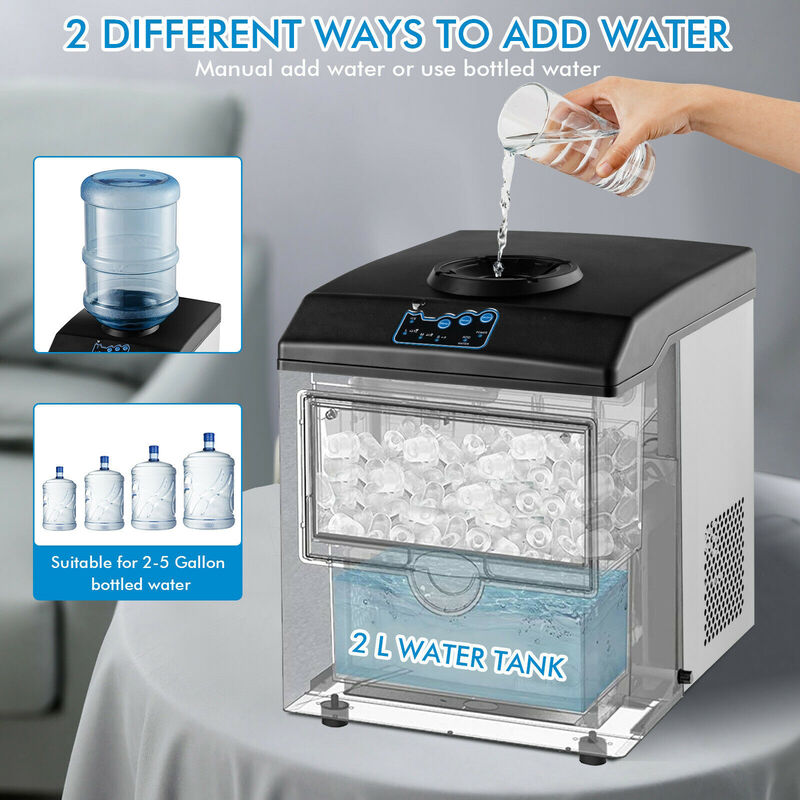 2-in-1 Countertop Ice Maker with Built-In Water Dispenser for Home or Office Use
