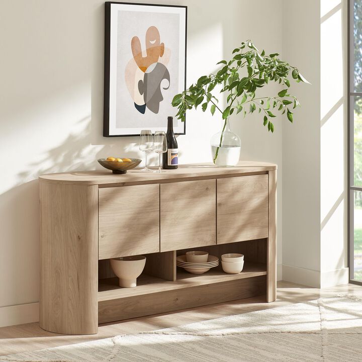 Modway Duval 62 Inch Curved Sideboard with Storage, Oval Buffet Cabinet for Living Room Dining Room Or Entryway