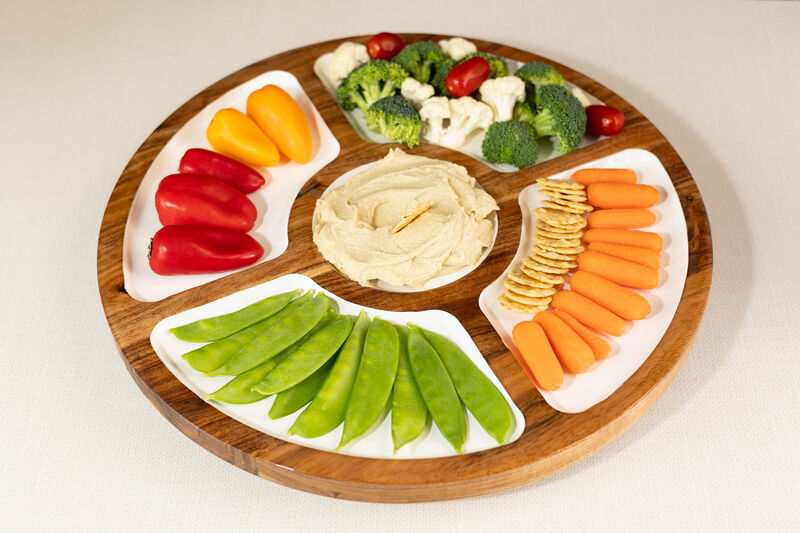 Jeanne Fitz Wood + White Collection Mango Wood Compartment Lazy Susan