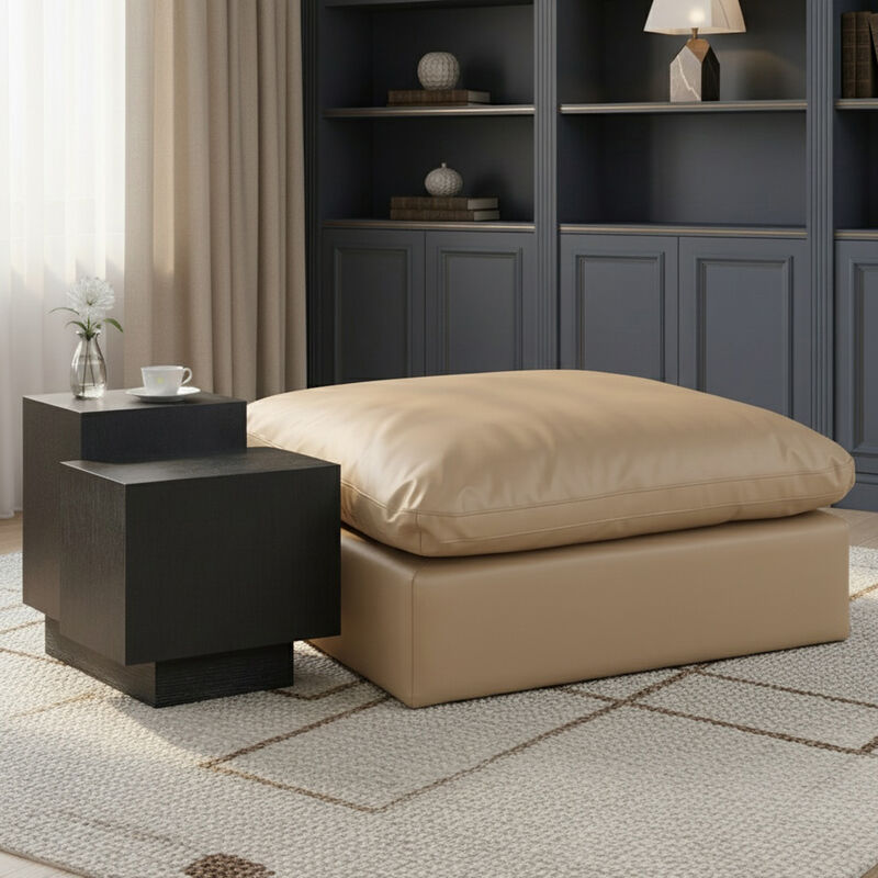 Meridian Furniture Comfy Tan Vegan Leather Modular Ottoman