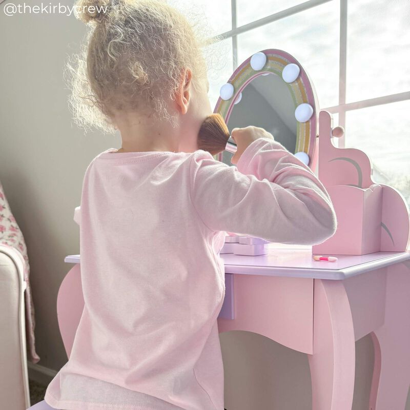 Little Princess Rapunzel Vanity with LED Mirror, Pink image number 5