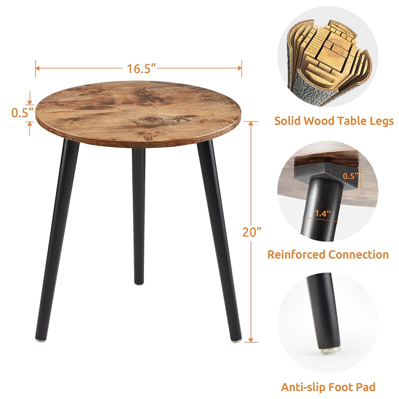 Apicizon Small Round Side Table, Nightstand End Table for Small Spaces, Bedroom, Living Room, Easy Assembly Modern Bedside Table