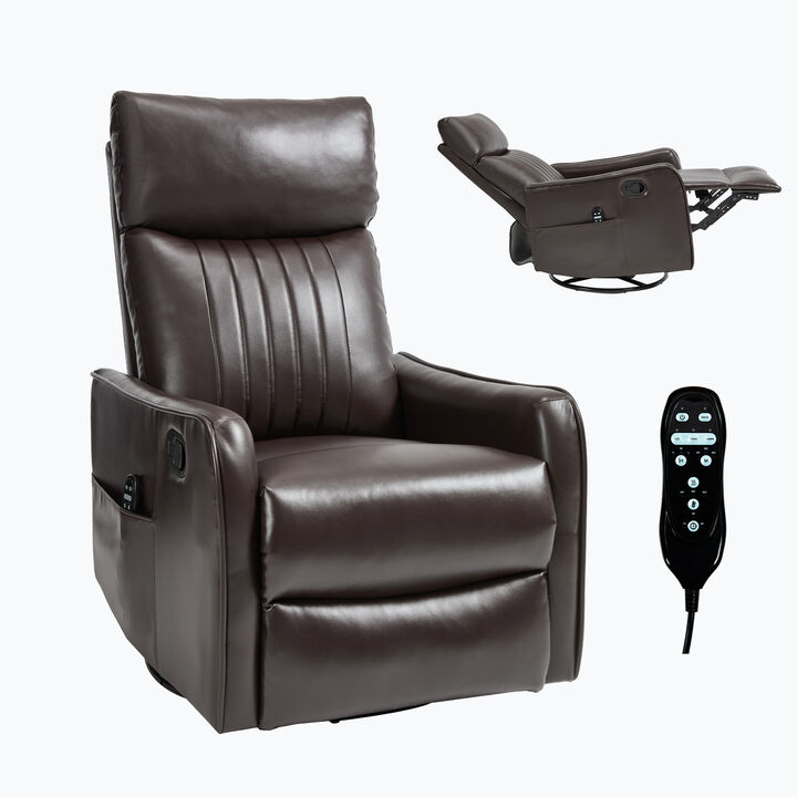 Heat Massage Manual Recliner Chair with Rocker and Swivel in Fabric for Living Room