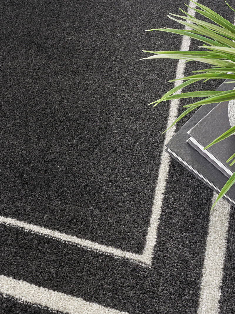 Nourison Essentials NRE02 Black/Ivory 5' x Square Rug image number 9