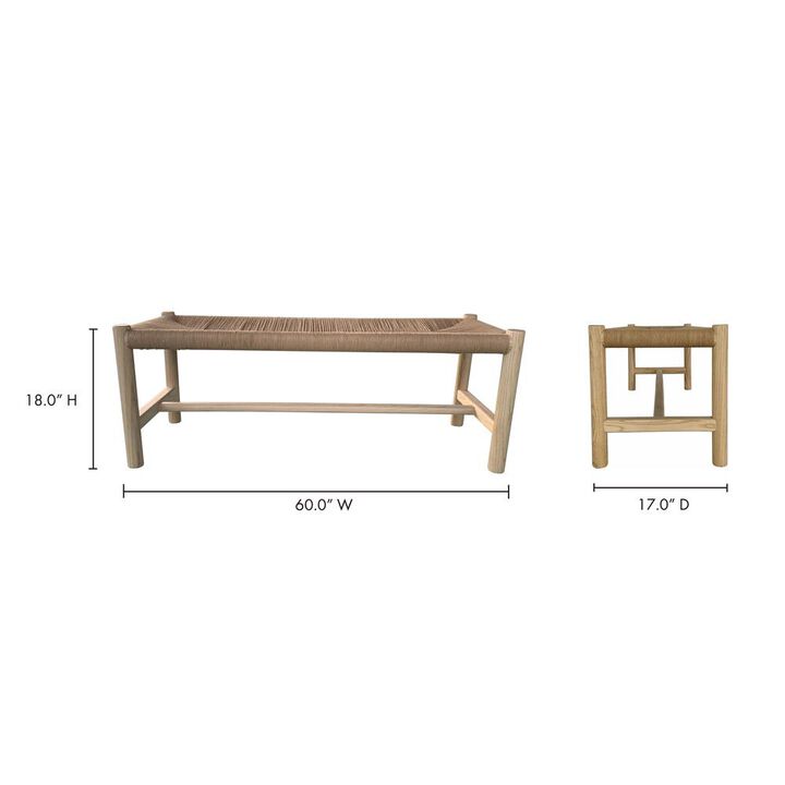 Moe's Home Collection HAWTHORN BENCH LARGE NATURAL