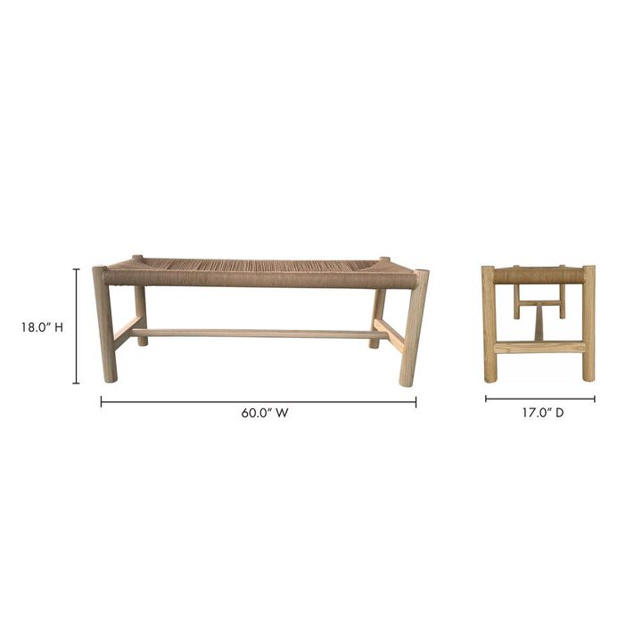 Moe's Home Collection HAWTHORN BENCH LARGE NATURAL