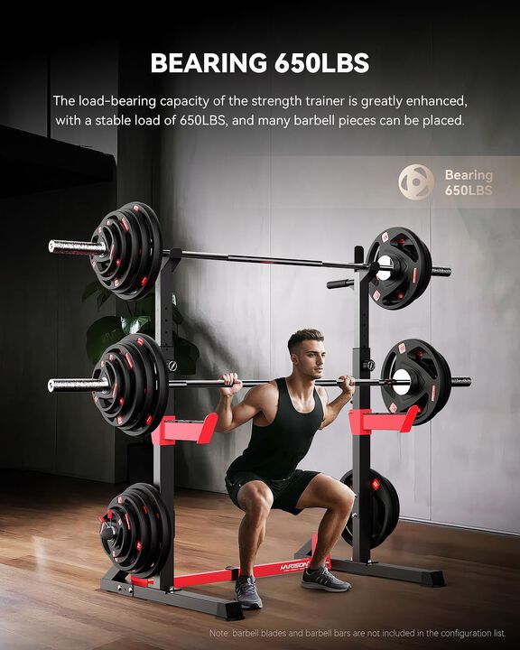 HARISON Heavy Duty Squat Rack, Adjustable Power Rack with Pull-Up & Dip Station, 650 lb Capacity (HR-G30812)