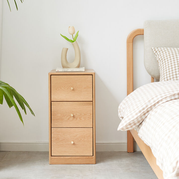 Solid Oak Bedside Table Storage Cabinet for Living Room - Free-Standing Corner Cabinets Storage Table
