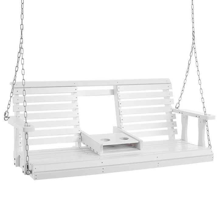 Heavy Duty Wooden Porch Swing – Outdoor Patio Bench Swing with Hanging Chains, Upgraded for Strength and Stability