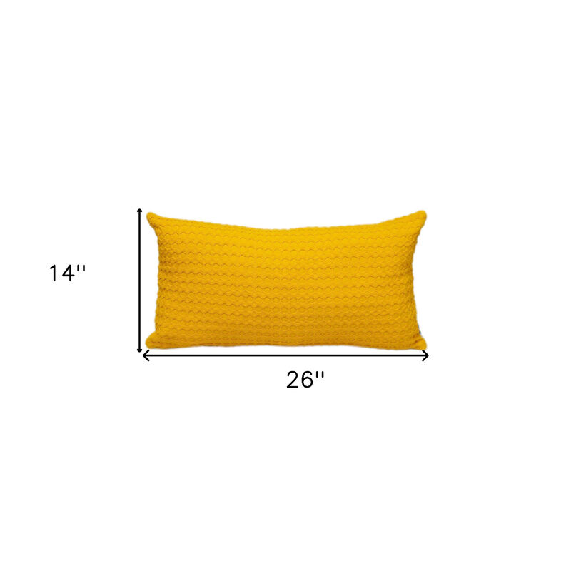 HomeRoots 14" X 26" Yellow Cotton Lumbar Throw Pillow With Texture image number 3