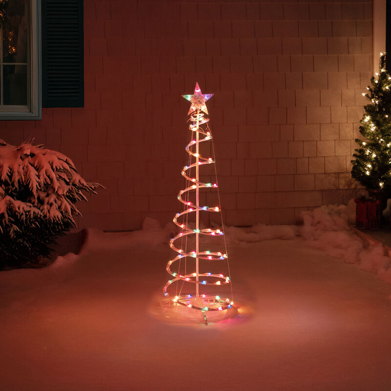 4ft Lighted Spiral Christmas Tree with Star Tree Topper  Multi Lights image number 2