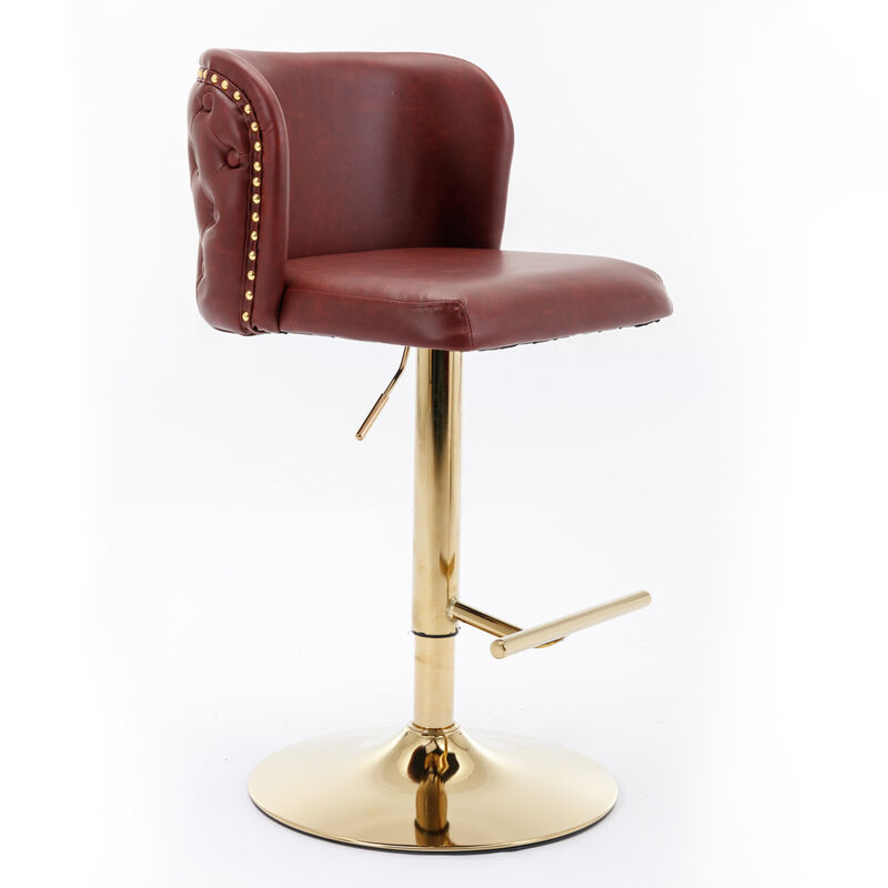 Streamdale Adjustable Swivel Bar Stools, Wine Red, Set of 2 image number 2