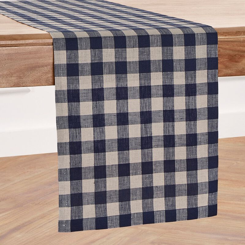 Solino Home 100% Pure Linen Table Runner - Morgan Check