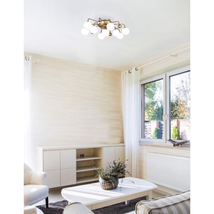 Element 9 Light Flush Mount With Sun Gold Finish