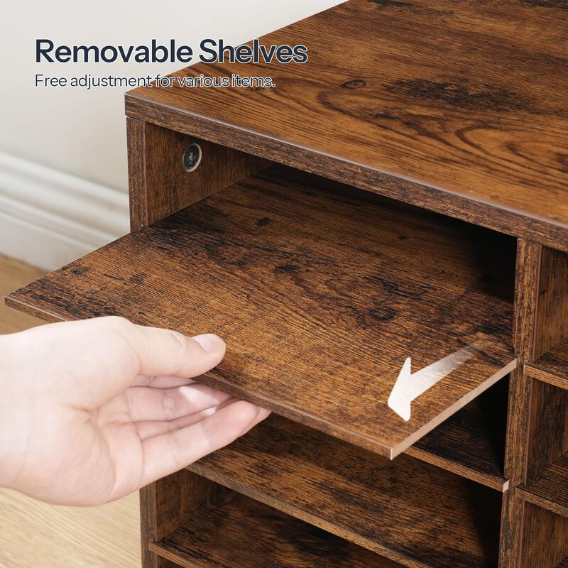 Wooden Mail Sorter Organizer with 36 Compartments and Adjustable Shelves image number 4