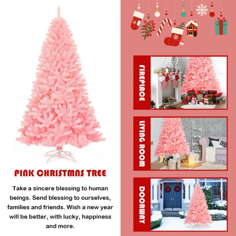 Hivvago 7.5 Feet Hinged Artificial Christmas Tree Full Fir Tree
