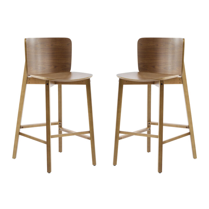 Christopher Knight Home Mario Indoor Wood Barstools with Curved Backrest (Set of 2)
