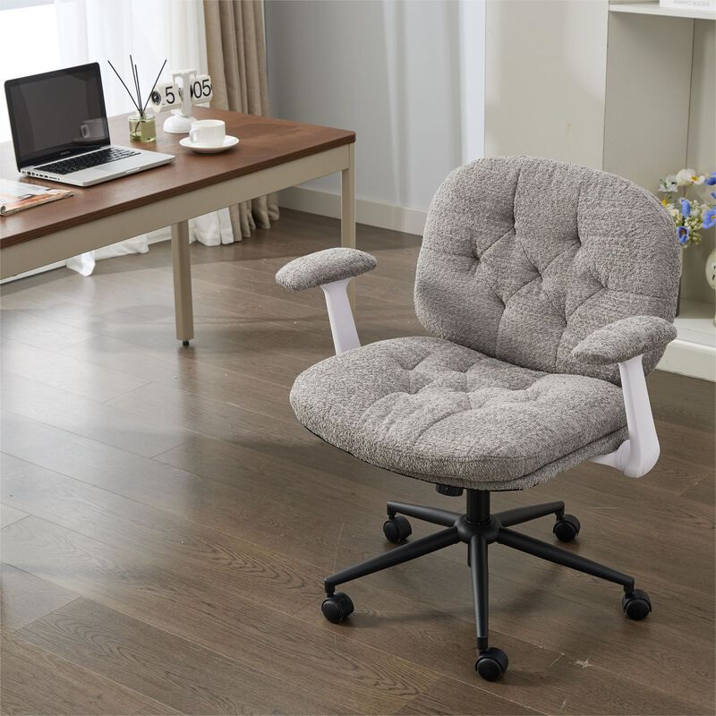 Cross Legged Chair with Flip-up Armrests, Comfy Swivel Chairs with Wide Seat image number 2