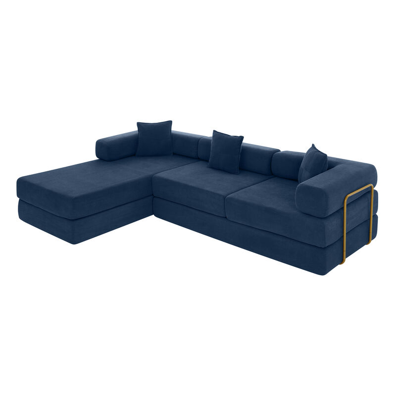 Merax Convertible Modular Corduroy Sectional Sofa Bed image number 0