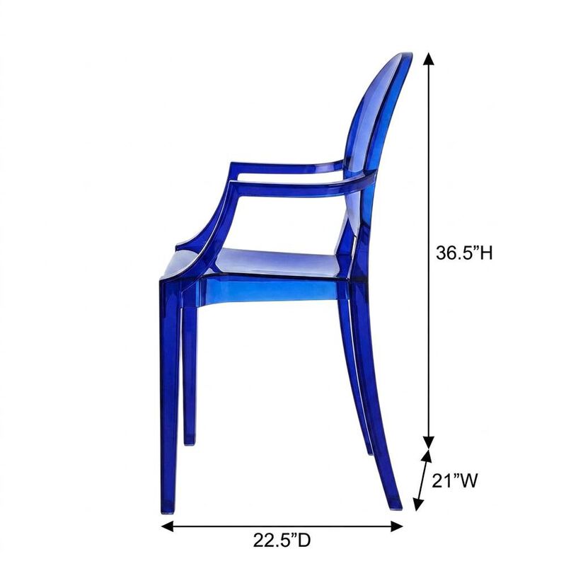 Acrylic Stackable Dining Armchair, Contoured Back, Blue image number 2